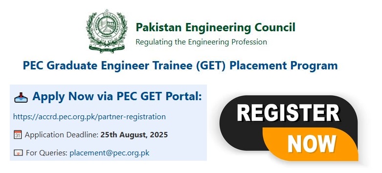 Apply Now – PEC Graduate Engineer Trainee Program 2025